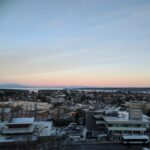 An image taken from the library at Vancouver Island University overlooking the city of Nanaimo.